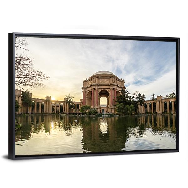 Sunset At The Palace Of Fine Arts Canvas Wall Art-3 Horizontal-Gallery Wrap-25" x 16"-Tiaracle