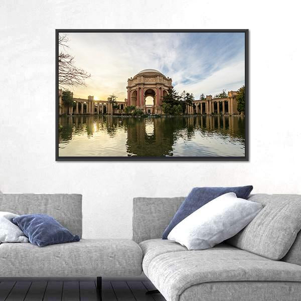 Sunset At The Palace Of Fine Arts Canvas Wall Art-3 Horizontal-Gallery Wrap-25" x 16"-Tiaracle
