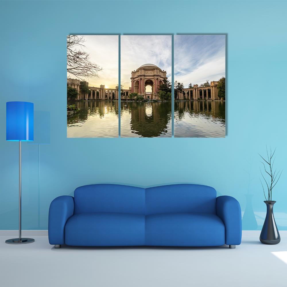 Sunset At The Palace Of Fine Arts Canvas Wall Art-3 Horizontal-Gallery Wrap-37" x 24"-Tiaracle