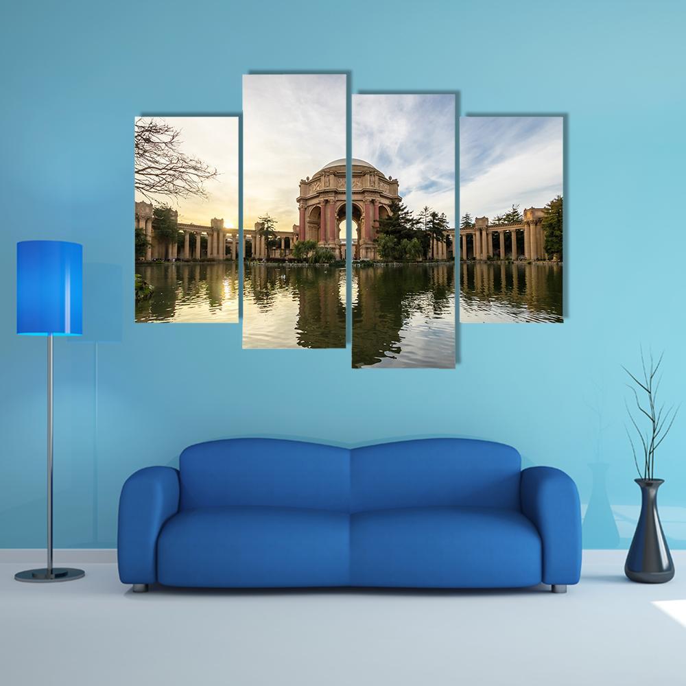 Sunset At The Palace Of Fine Arts Canvas Wall Art-4 Pop-Gallery Wrap-50" x 32"-Tiaracle