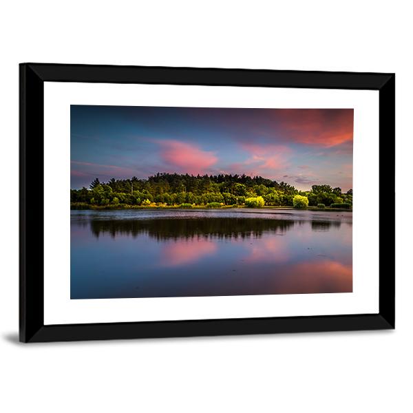 Sunset At The Pond Canvas Wall Art-3 Horizontal-Gallery Wrap-25" x 16"-Tiaracle