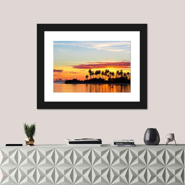 Sunset At The Seaside Canvas Wall Art-1 Piece-Framed Print-20" x 16"-Tiaracle