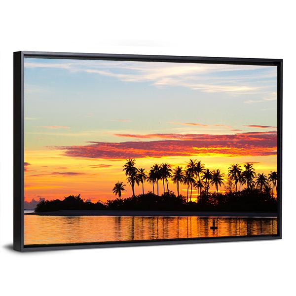 Sunset At The Seaside Canvas Wall Art-3 Horizontal-Gallery Wrap-25" x 16"-Tiaracle
