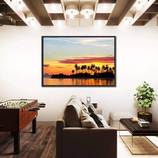 Sunset At The Seaside Canvas Wall Art-3 Horizontal-Gallery Wrap-25" x 16"-Tiaracle