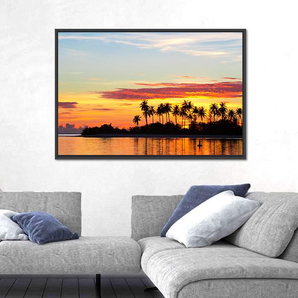 Sunset At The Seaside Canvas Wall Art-3 Horizontal-Gallery Wrap-25" x 16"-Tiaracle