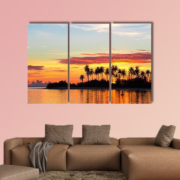 Sunset At The Seaside Canvas Wall Art-3 Horizontal-Gallery Wrap-37" x 24"-Tiaracle