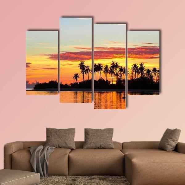 Sunset At The Seaside Canvas Wall Art-4 Pop-Gallery Wrap-50" x 32"-Tiaracle