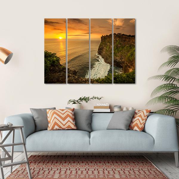 Sunset At Uluwatu Temple Bali Canvas Wall Art-4 Horizontal-Gallery Wrap-34" x 24"-Tiaracle