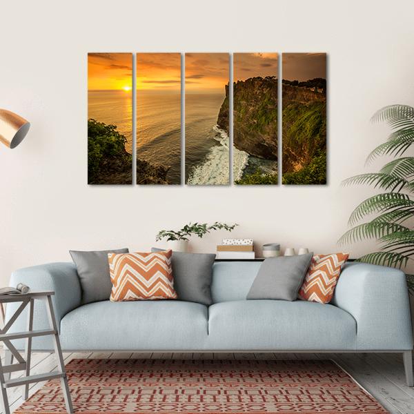 Sunset At Uluwatu Temple Bali Canvas Wall Art-5 Horizontal-Gallery Wrap-22" x 12"-Tiaracle