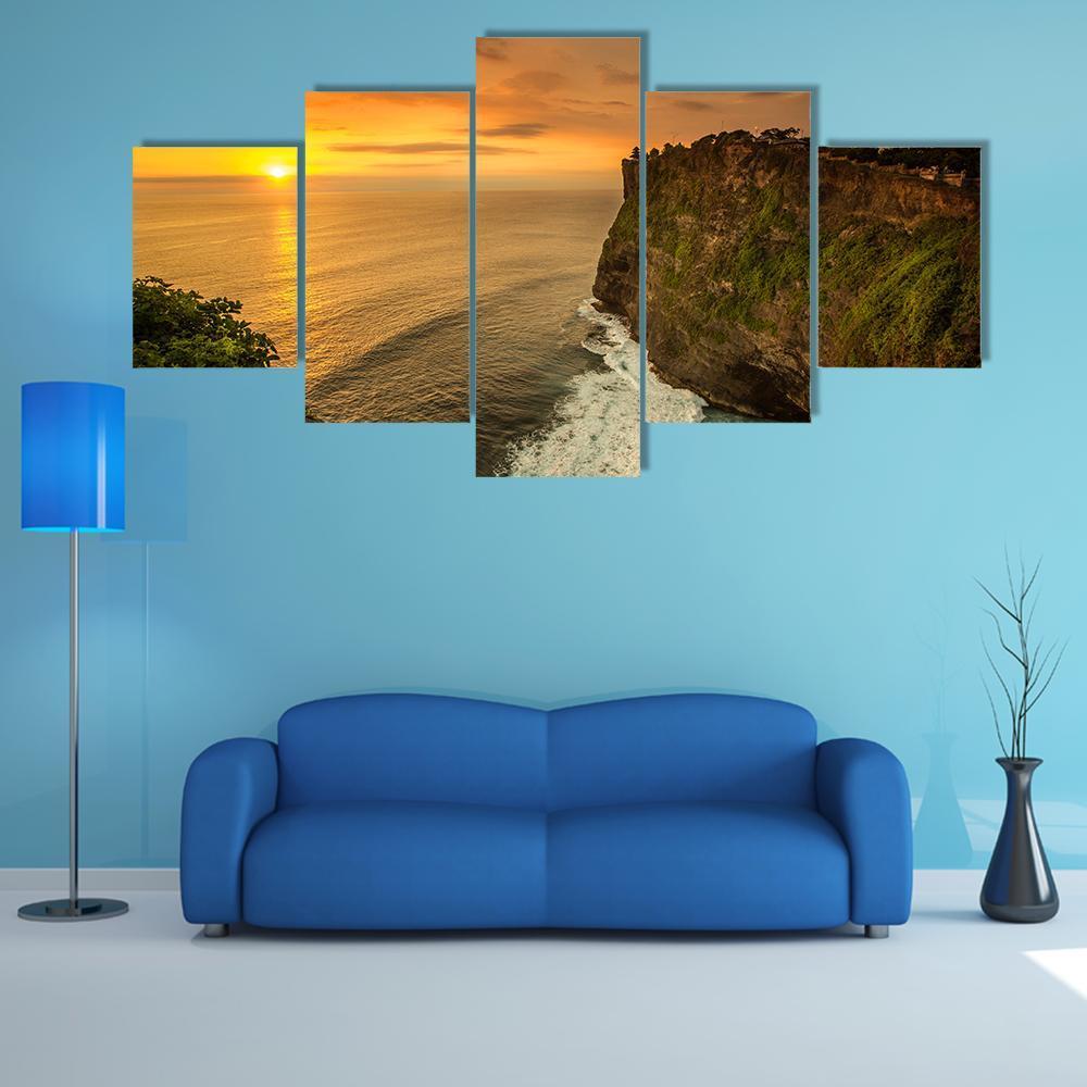 Sunset At Uluwatu Temple Bali Canvas Wall Art-5 Star-Gallery Wrap-62" x 32"-Tiaracle