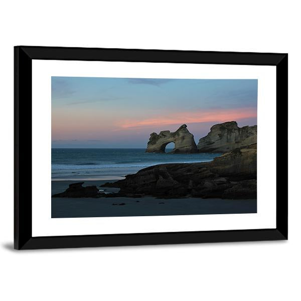 Sunset At Wharariki Beach New Zealand Canvas Wall Art-3 Horizontal-Gallery Wrap-25" x 16"-Tiaracle