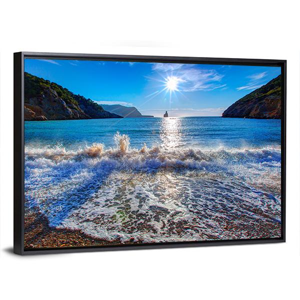 Sunset Beach In San Juan At Balearic Islands Canvas Wall Art-3 Horizontal-Gallery Wrap-25" x 16"-Tiaracle