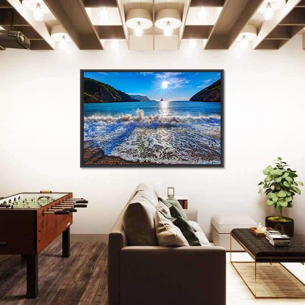 Sunset Beach In San Juan At Balearic Islands Canvas Wall Art-3 Horizontal-Gallery Wrap-25" x 16"-Tiaracle