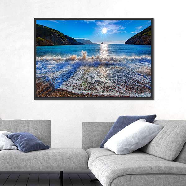 Sunset Beach In San Juan At Balearic Islands Canvas Wall Art-3 Horizontal-Gallery Wrap-25" x 16"-Tiaracle