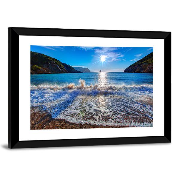 Sunset Beach In San Juan At Balearic Islands Canvas Wall Art-3 Horizontal-Gallery Wrap-25" x 16"-Tiaracle