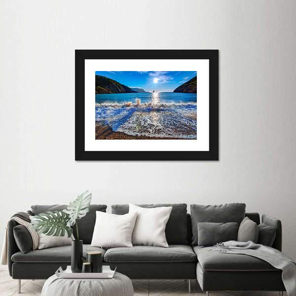 Sunset Beach In San Juan At Balearic Islands Canvas Wall Art-3 Horizontal-Gallery Wrap-25" x 16"-Tiaracle