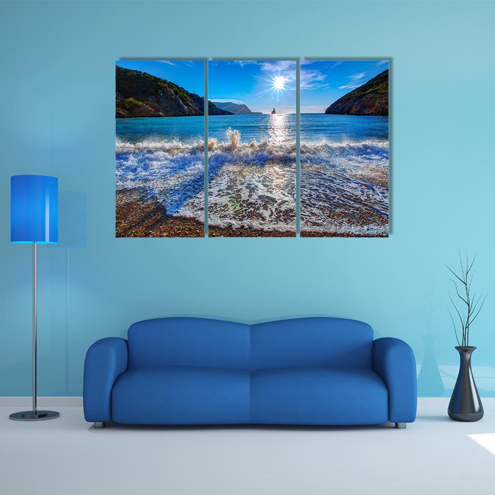 Sunset Beach In San Juan At Balearic Islands Canvas Wall Art-3 Horizontal-Gallery Wrap-37" x 24"-Tiaracle