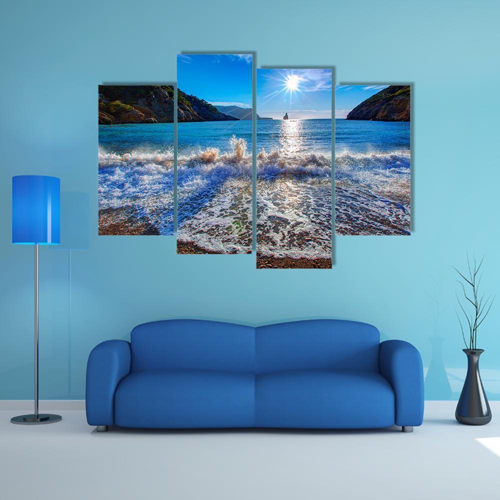 Sunset Beach In San Juan At Balearic Islands Canvas Wall Art-4 Pop-Gallery Wrap-50" x 32"-Tiaracle