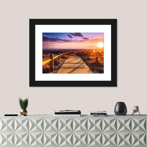 Sunset Beach Near Almeria In Spain Canvas Wall Art-1 Piece-Framed Print-20" x 16"-Tiaracle