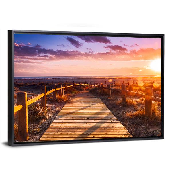 Sunset Beach Near Almeria In Spain Canvas Wall Art-3 Horizontal-Gallery Wrap-25" x 16"-Tiaracle