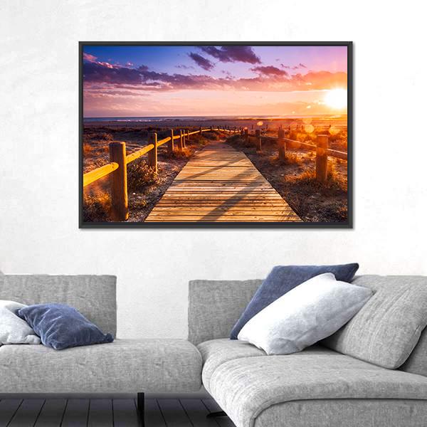 Sunset Beach Near Almeria In Spain Canvas Wall Art-3 Horizontal-Gallery Wrap-25" x 16"-Tiaracle