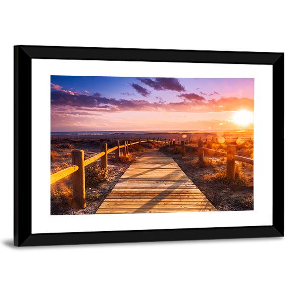 Sunset Beach Near Almeria In Spain Canvas Wall Art-3 Horizontal-Gallery Wrap-25" x 16"-Tiaracle