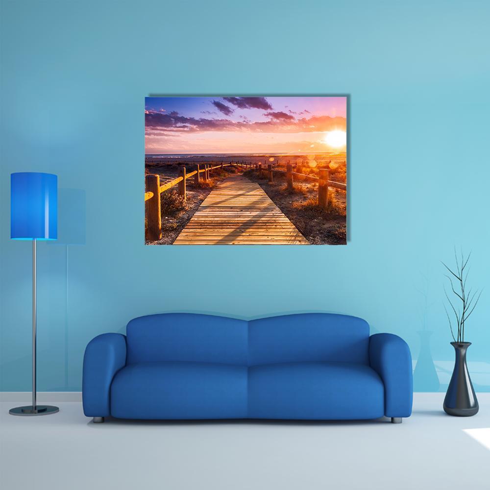 Sunset Beach Near Almeria In Spain Canvas Wall Art-1 Piece-Gallery Wrap-48" x 32"-Tiaracle