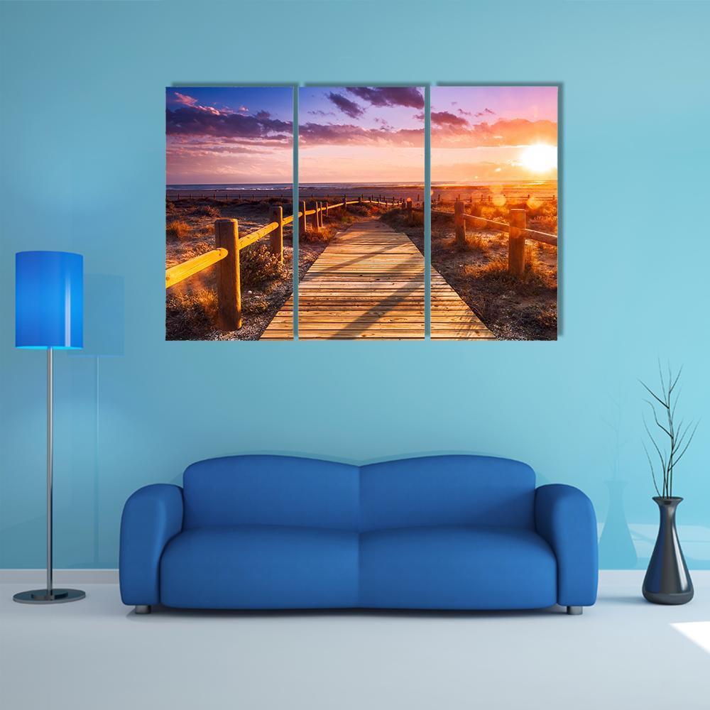 Sunset Beach Near Almeria In Spain Canvas Wall Art-3 Horizontal-Gallery Wrap-37" x 24"-Tiaracle