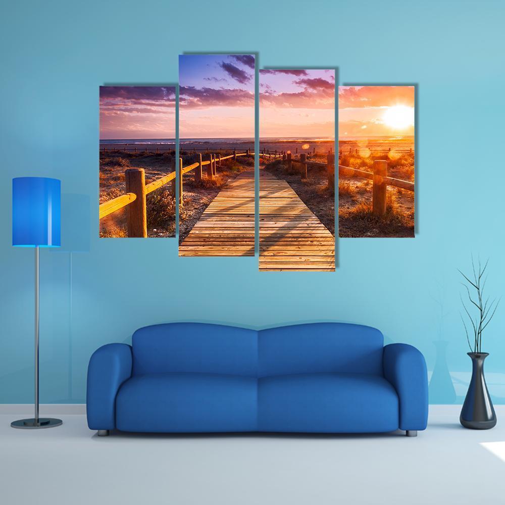 Sunset Beach Near Almeria In Spain Canvas Wall Art-4 Pop-Gallery Wrap-50" x 32"-Tiaracle