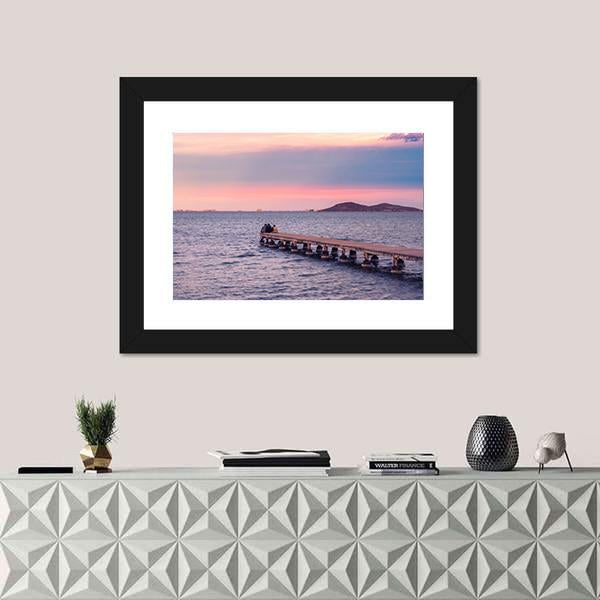 Sunset From A Jetty On The Mar Menor During The Summer Canvas Wall Art-1 Piece-Framed Print-20" x 16"-Tiaracle
