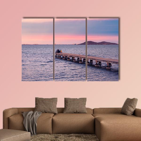 Sunset From A Jetty On The Mar Menor During The Summer Canvas Wall Art-3 Horizontal-Gallery Wrap-25" x 16"-Tiaracle