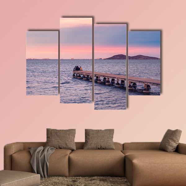 Sunset From A Jetty On The Mar Menor During The Summer Canvas Wall Art-4 Pop-Gallery Wrap-50" x 32"-Tiaracle
