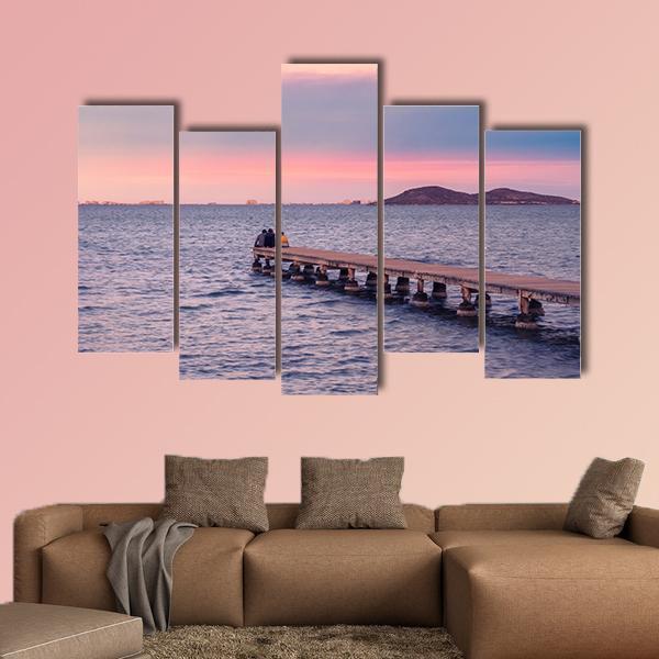 Sunset From A Jetty On The Mar Menor During The Summer Canvas Wall Art-4 Pop-Gallery Wrap-50" x 32"-Tiaracle