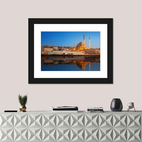 Sunset From Galata Bridge Istanbul Turkey Canvas Wall Art-1 Piece-Framed Print-20" x 16"-Tiaracle