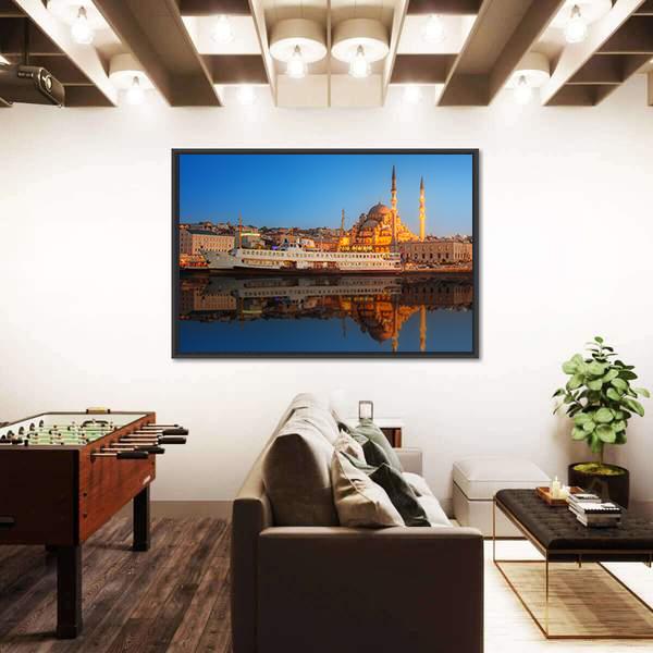 Sunset From Galata Bridge Istanbul Turkey Canvas Wall Art-3 Horizontal-Gallery Wrap-25" x 16"-Tiaracle