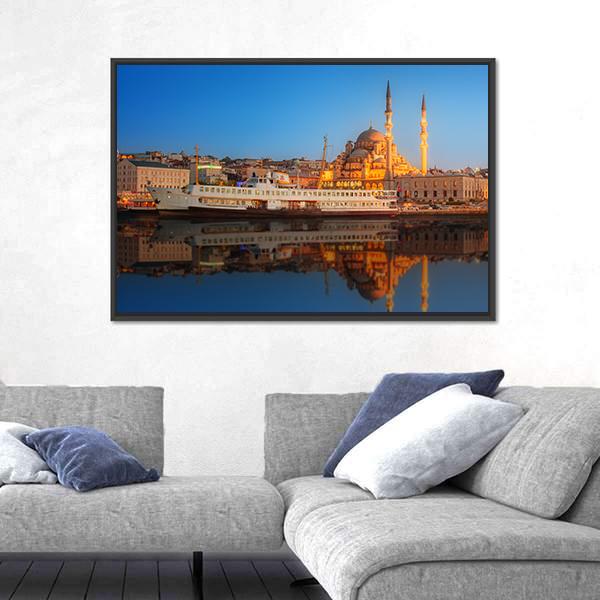 Sunset From Galata Bridge Istanbul Turkey Canvas Wall Art-3 Horizontal-Gallery Wrap-25" x 16"-Tiaracle
