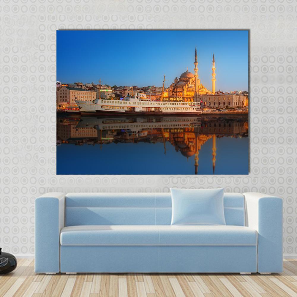 Sunset From Galata Bridge Istanbul Turkey Canvas Wall Art-1 Piece-Gallery Wrap-48" x 32"-Tiaracle