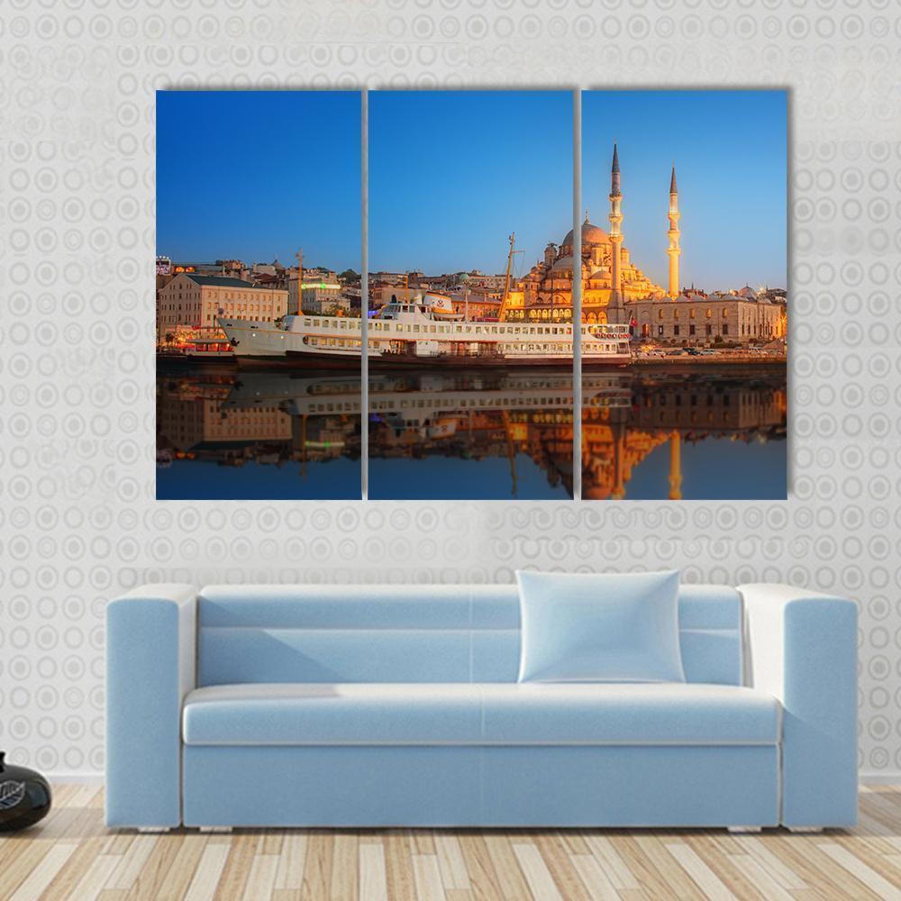 Sunset From Galata Bridge Istanbul Turkey Canvas Wall Art-3 Horizontal-Gallery Wrap-37" x 24"-Tiaracle