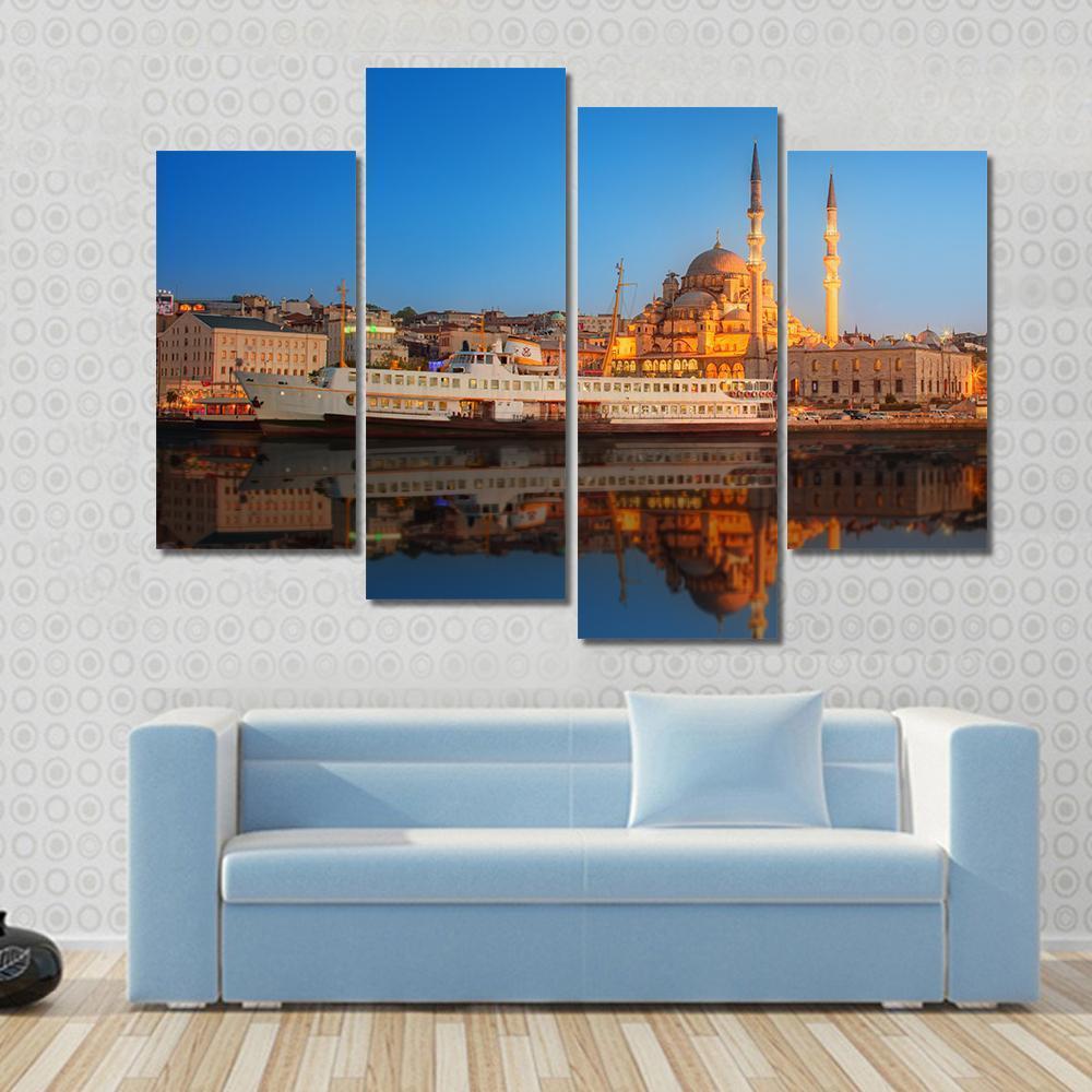 Sunset From Galata Bridge Istanbul Turkey Canvas Wall Art-4 Pop-Gallery Wrap-50" x 32"-Tiaracle