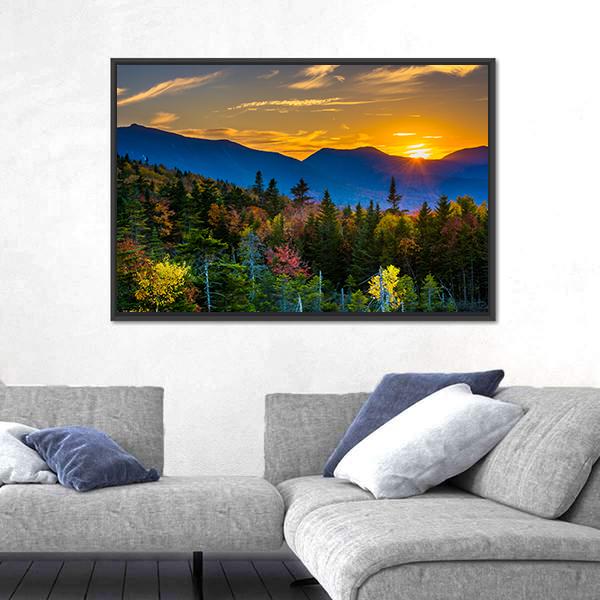 Sunset From Kancamagus Pass Mountain Canvas Wall Art-3 Horizontal-Gallery Wrap-25" x 16"-Tiaracle