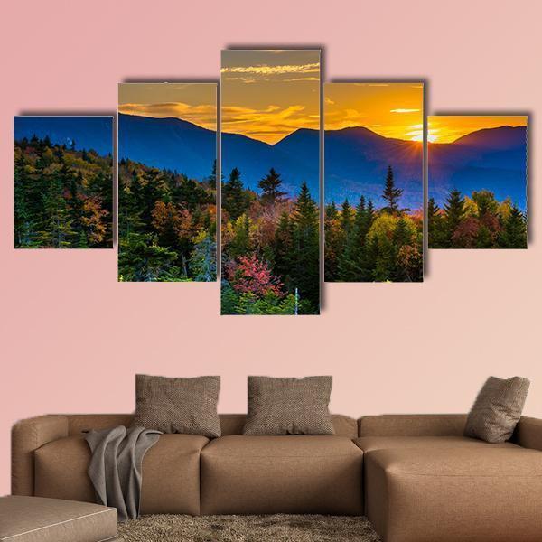 Sunset From Kancamagus Pass Mountain Canvas Wall Art-5 Star-Gallery Wrap-62" x 32"-Tiaracle