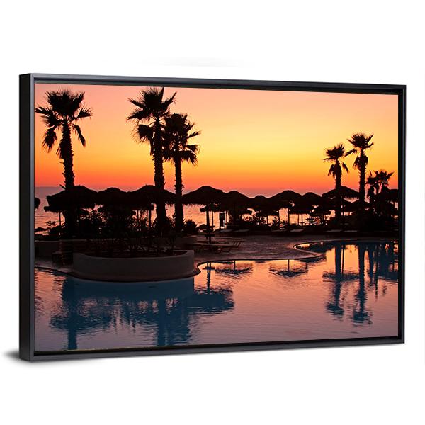 Sunset In A Tropical Paradise Canvas Wall Art-3 Horizontal-Gallery Wrap-25" x 16"-Tiaracle