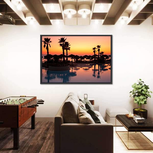 Sunset In A Tropical Paradise Canvas Wall Art-3 Horizontal-Gallery Wrap-25" x 16"-Tiaracle