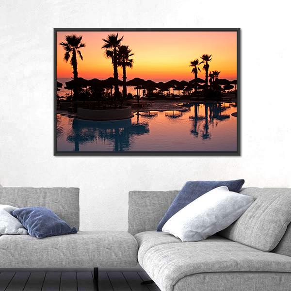 Sunset In A Tropical Paradise Canvas Wall Art-3 Horizontal-Gallery Wrap-25" x 16"-Tiaracle