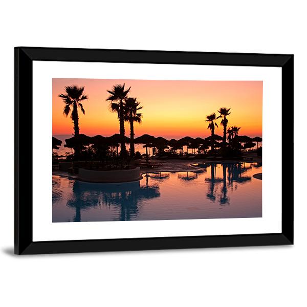 Sunset In A Tropical Paradise Canvas Wall Art-3 Horizontal-Gallery Wrap-25" x 16"-Tiaracle