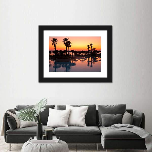 Sunset In A Tropical Paradise Canvas Wall Art-3 Horizontal-Gallery Wrap-25" x 16"-Tiaracle