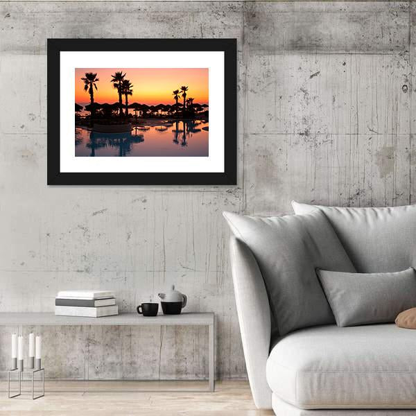 Sunset In A Tropical Paradise Canvas Wall Art-3 Horizontal-Gallery Wrap-25" x 16"-Tiaracle
