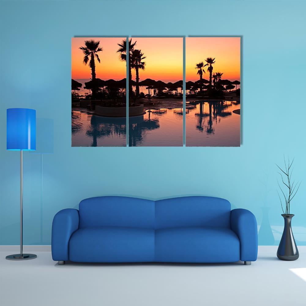 Sunset In A Tropical Paradise Canvas Wall Art-3 Horizontal-Gallery Wrap-37" x 24"-Tiaracle