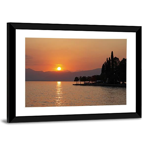 Sunset In Bardolino At Lake Garda Canvas Wall Art-3 Horizontal-Gallery Wrap-25" x 16"-Tiaracle