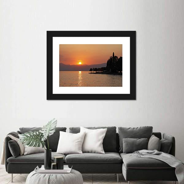 Sunset In Bardolino At Lake Garda Canvas Wall Art-3 Horizontal-Gallery Wrap-25" x 16"-Tiaracle